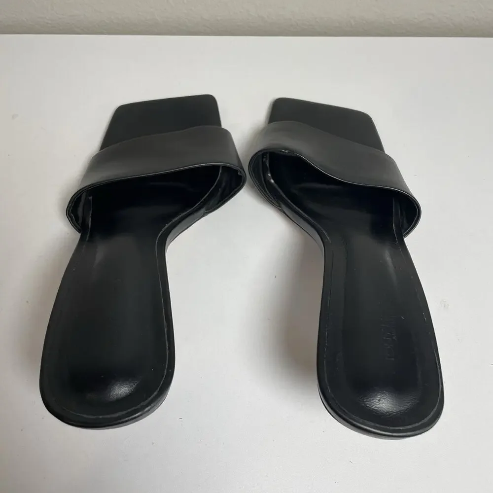 Tony Bianco Black Square Toe Mule Heels